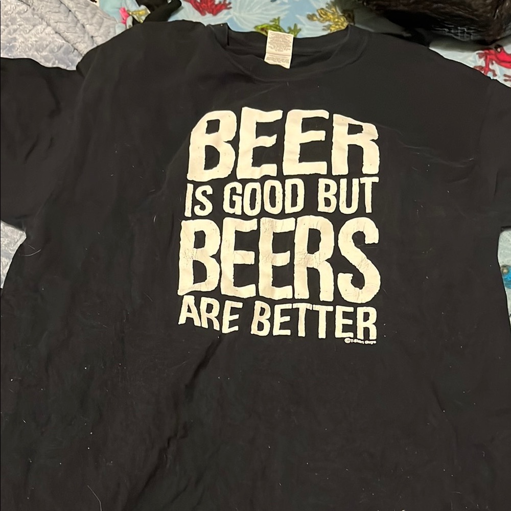 Gildan Black Short Sleeve Tee with Playful Beer Print